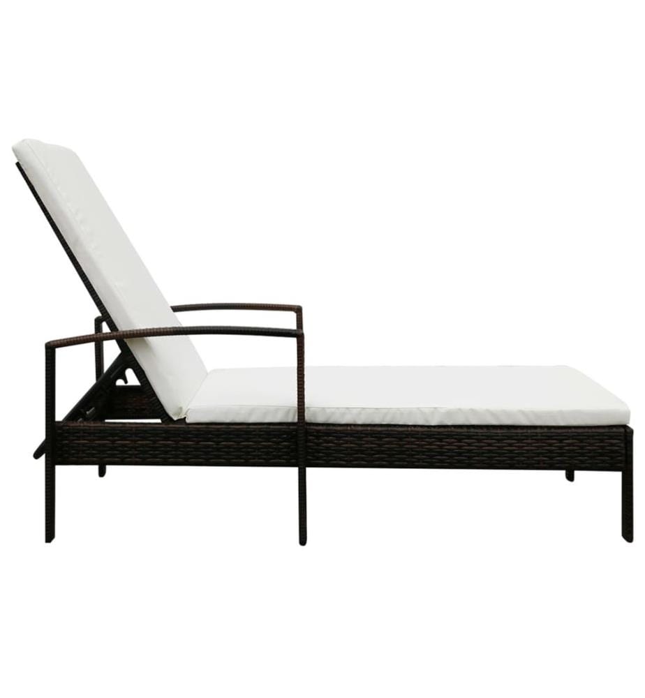 vidaXL Sonnenliege mit Auflage Poly Rattan Braun