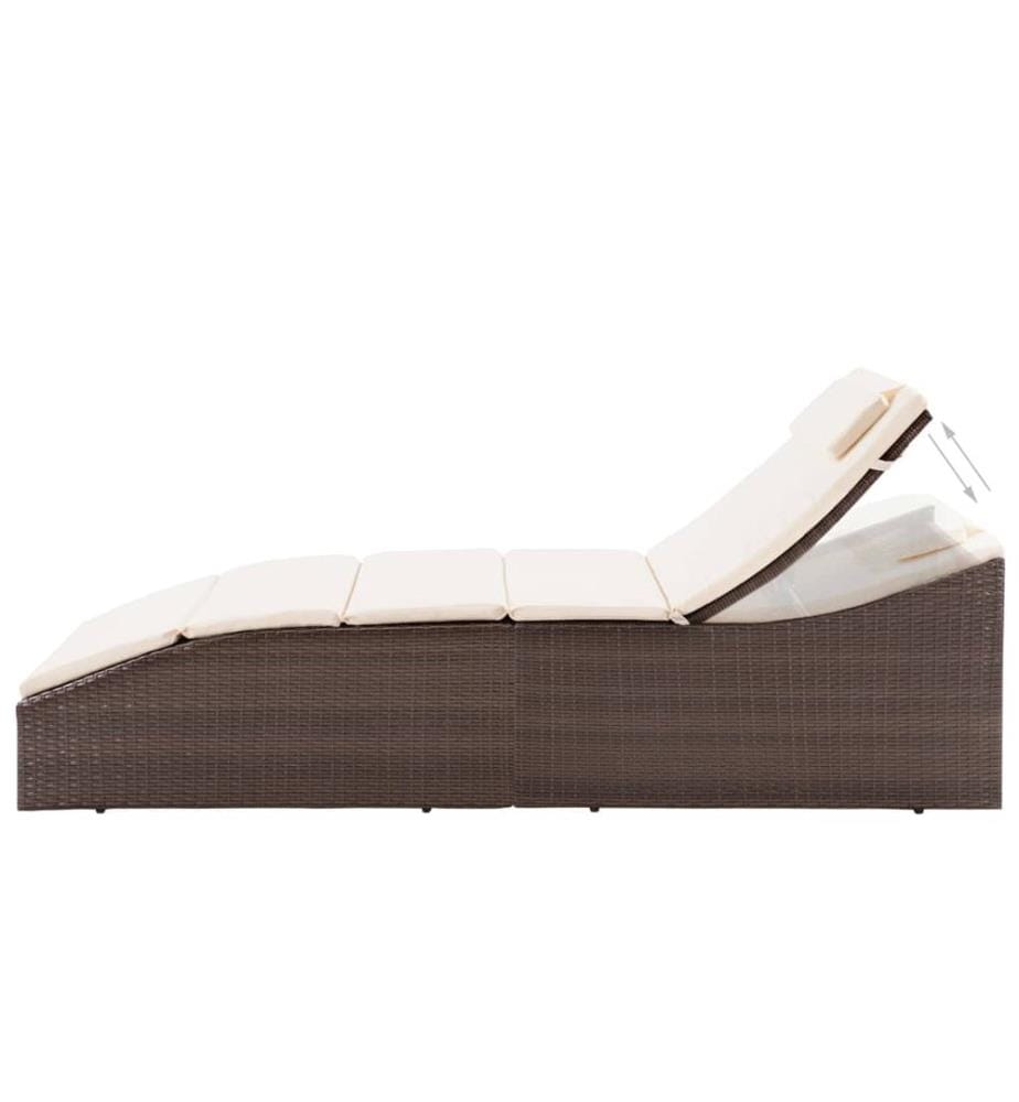 vidaXL Sonnenliege mit Polsterauflage Poly Rattan Braun