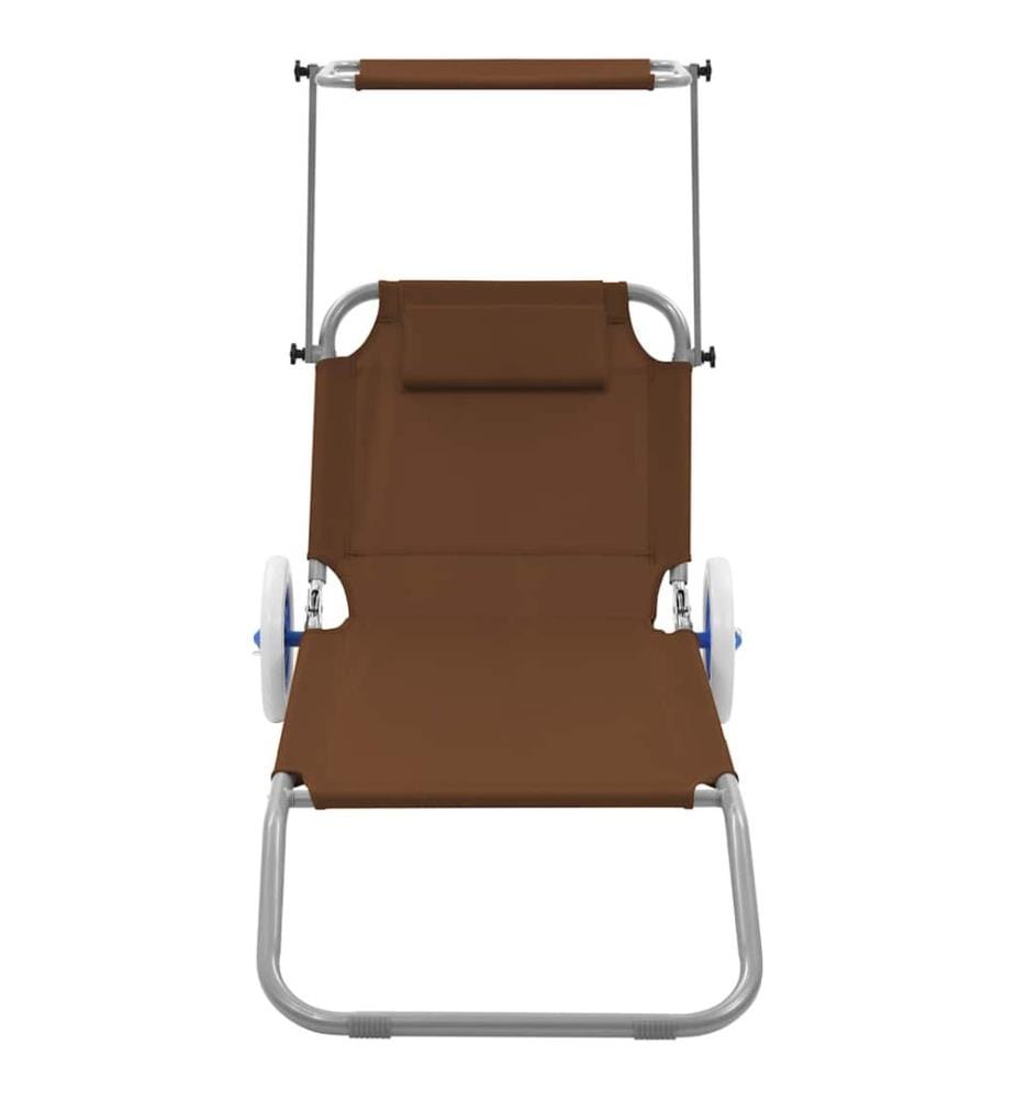 vidaXL Klappliege mit Sonnenschutz und Rädern Stahl Taupe