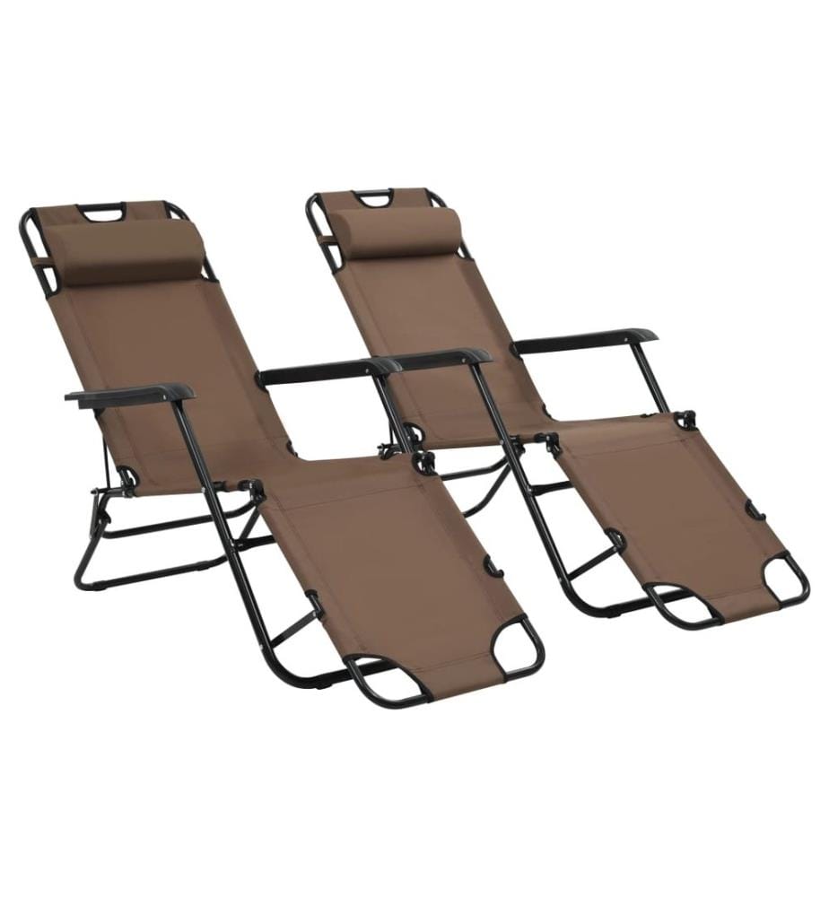 vidaXL Klappbare Sonnenliegen 2 Stk. mit Fussablage Braun