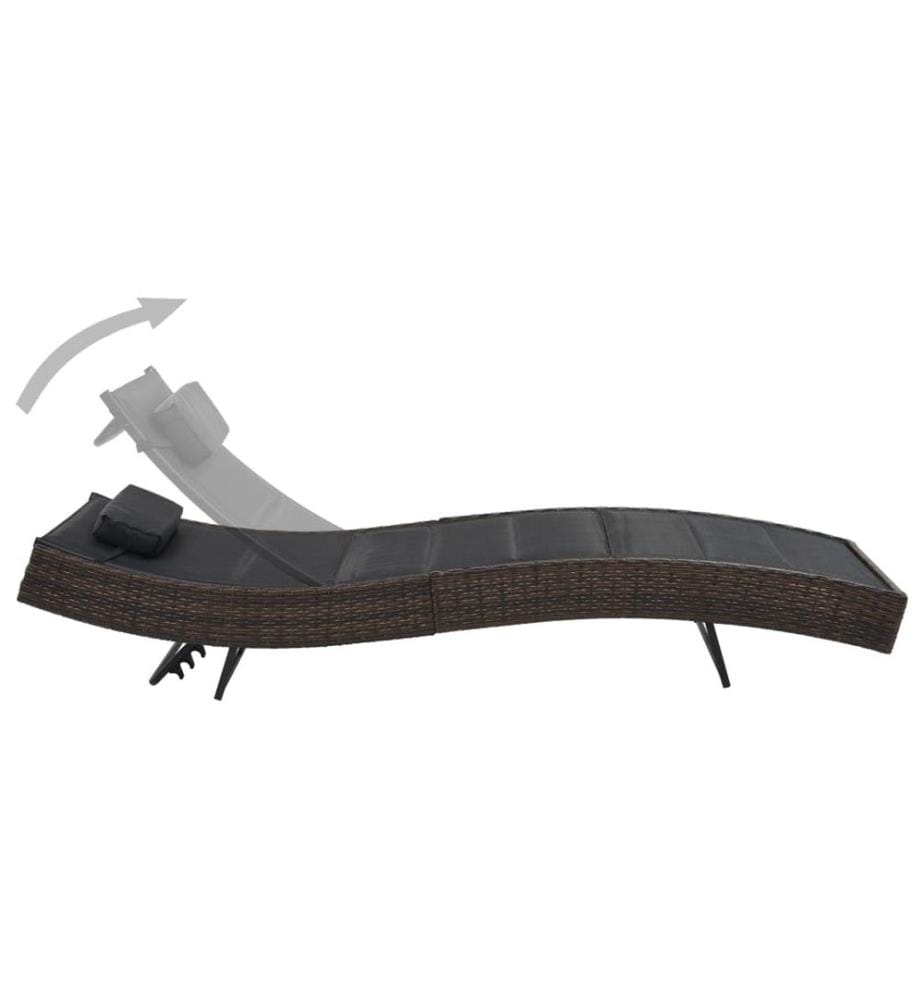 vidaXL Sonnenliege Poly Rattan und Textilene Braun