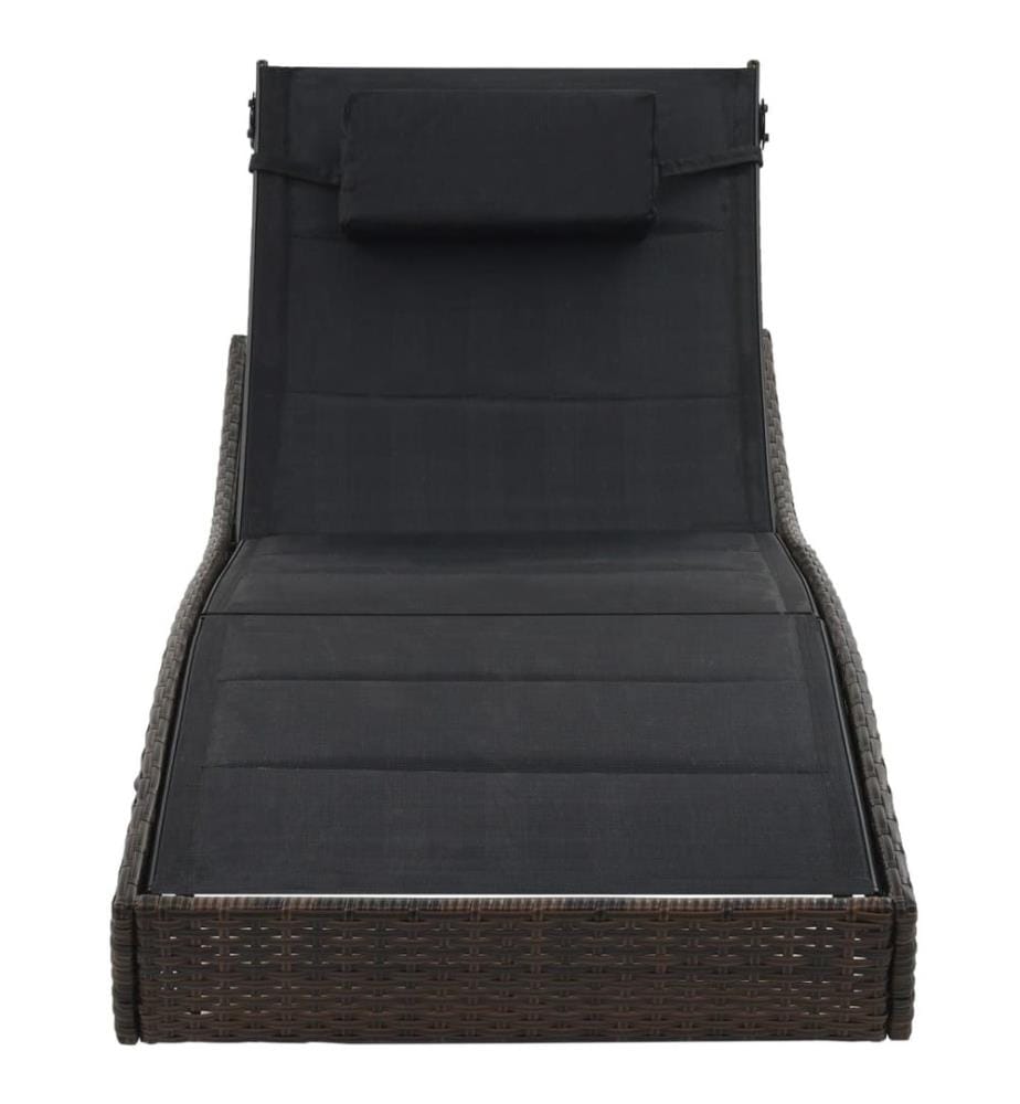 vidaXL Sonnenliege Poly Rattan und Textilene Braun