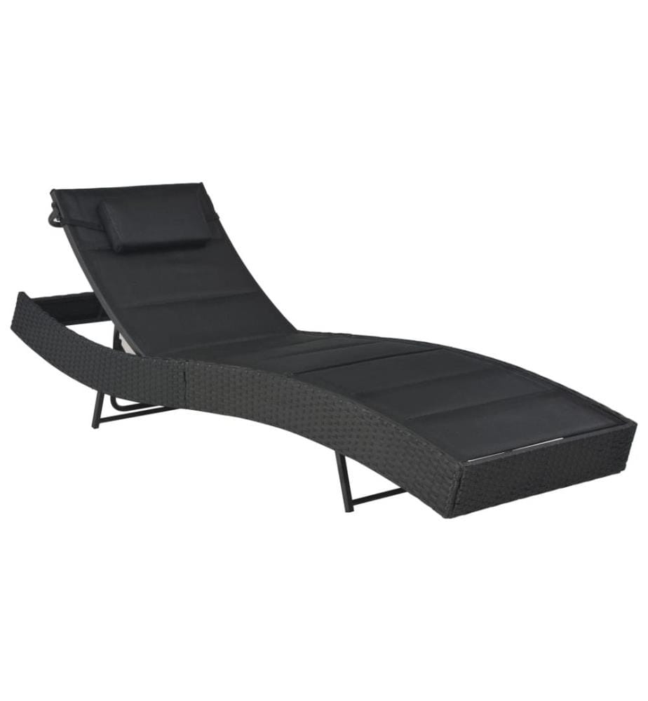 vidaXL Sonnenliege Poly Rattan und Textilene Schwarz