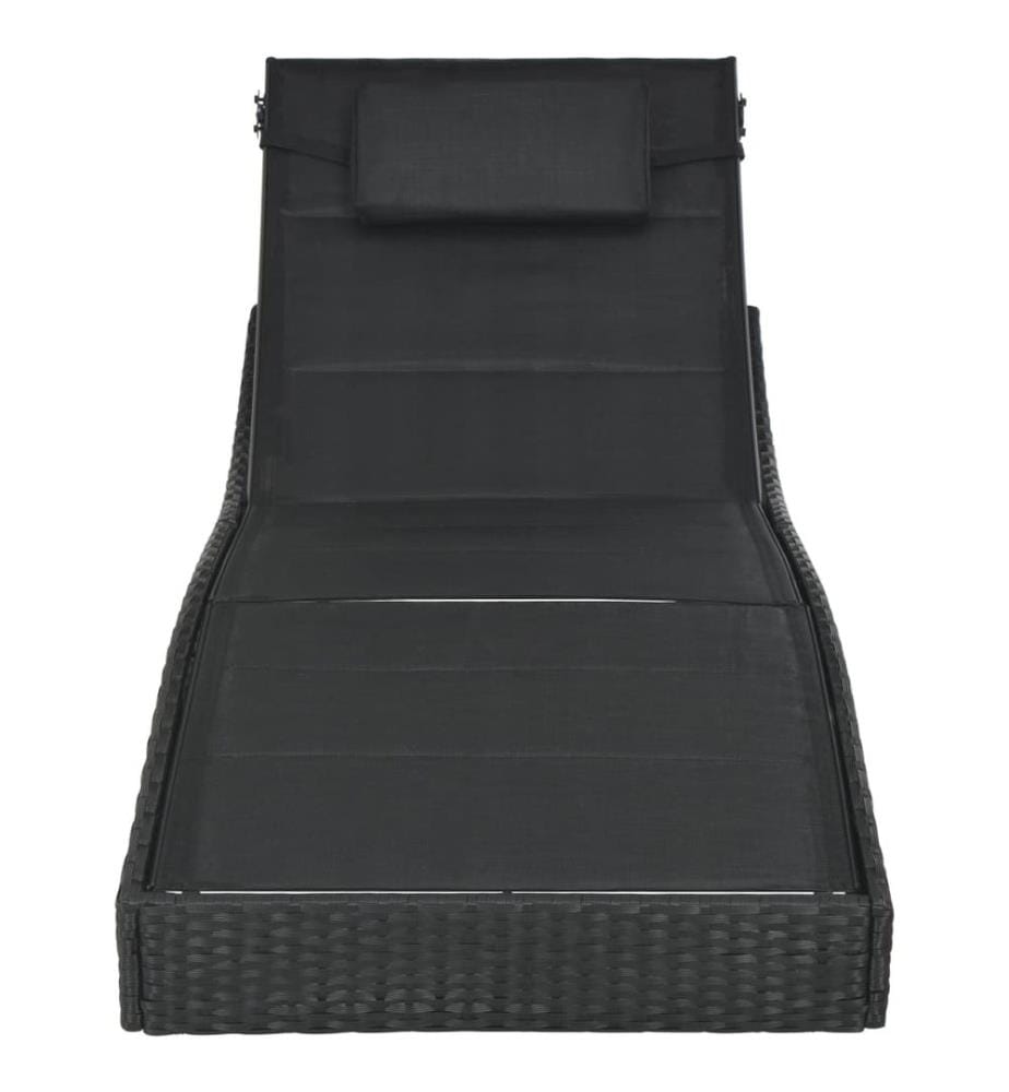 vidaXL Sonnenliege Poly Rattan und Textilene Schwarz