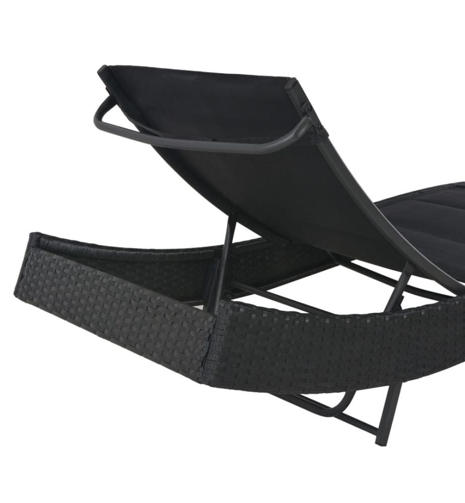 vidaXL Sonnenliege Poly Rattan und Textilene Schwarz