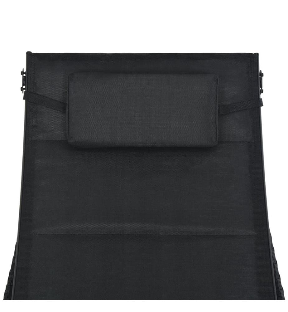 vidaXL Sonnenliege Poly Rattan und Textilene Schwarz
