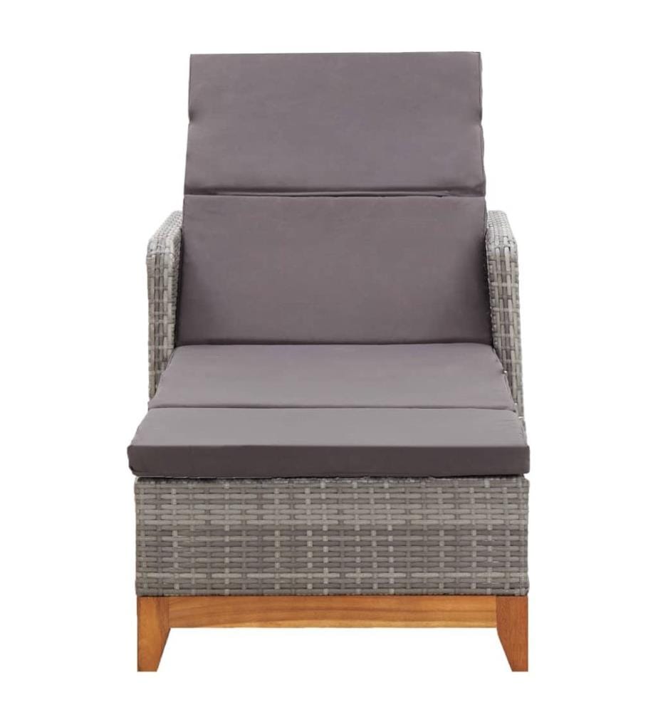 vidaXL Sonnenliege Poly Rattan und Massivholz Akazie Grau
