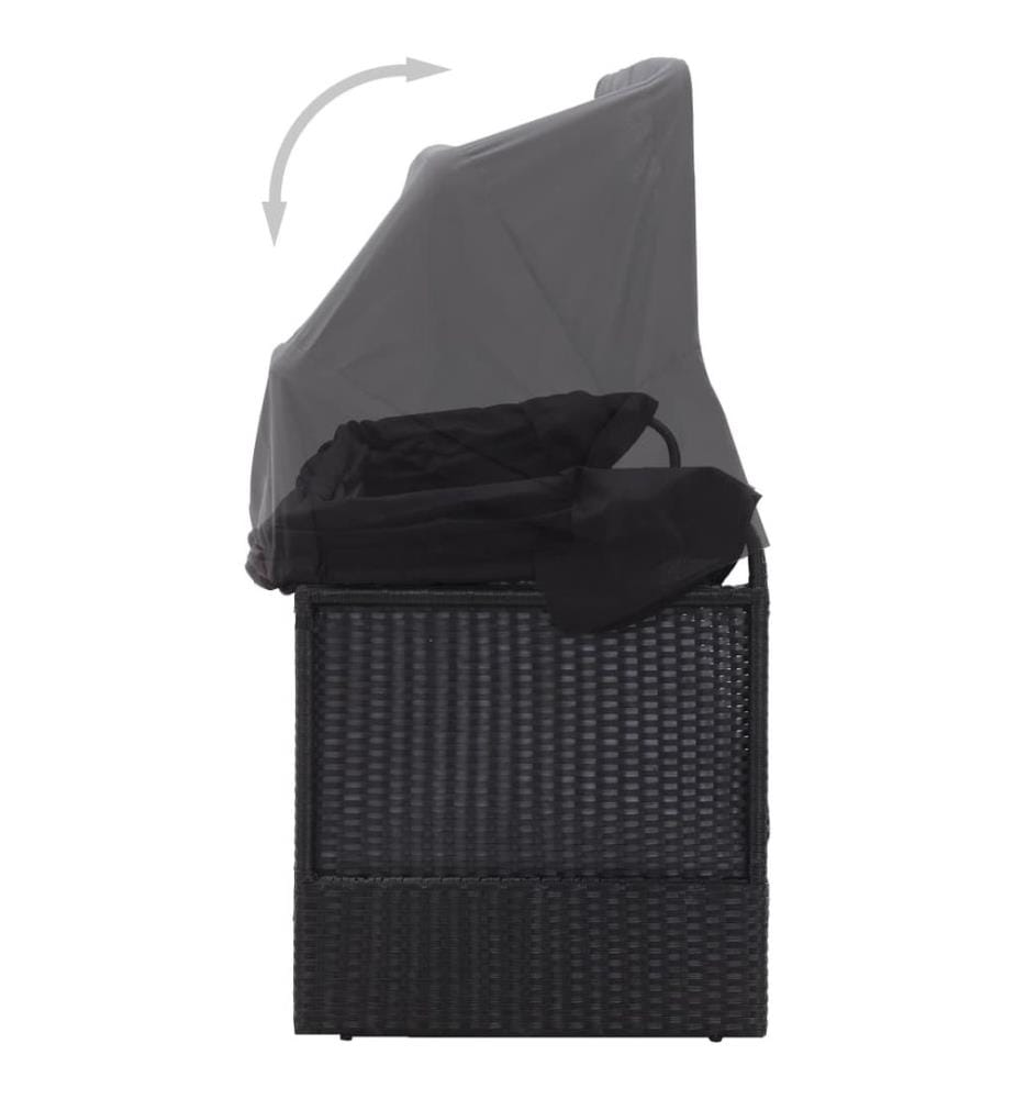 vidaXL Outdoor-Sofabett mit Dach Poly-Rattan Schwarz