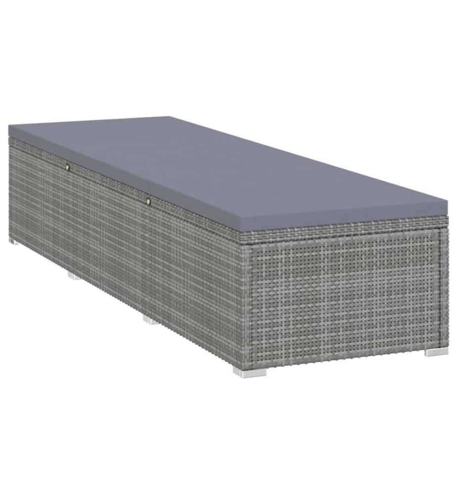 vidaXL Sonnenliege mit Auflage Poly Rattan Grau