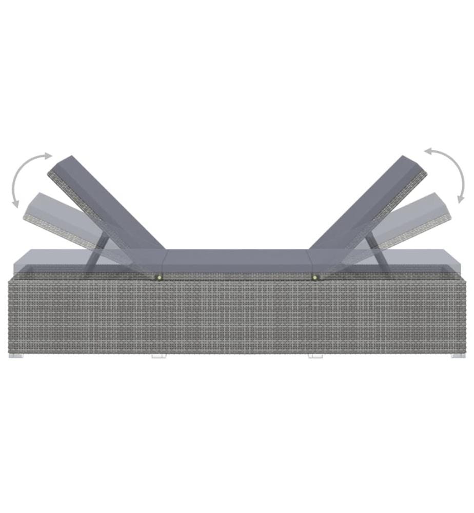 vidaXL Sonnenliege mit Auflage Poly Rattan Grau
