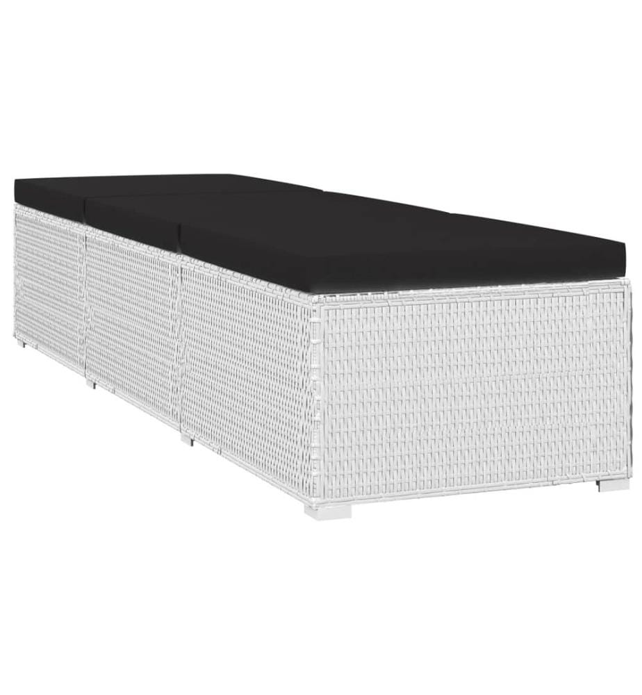 vidaXL Sonnenliege mit Auflage und Teetisch Poly Rattan Weiss