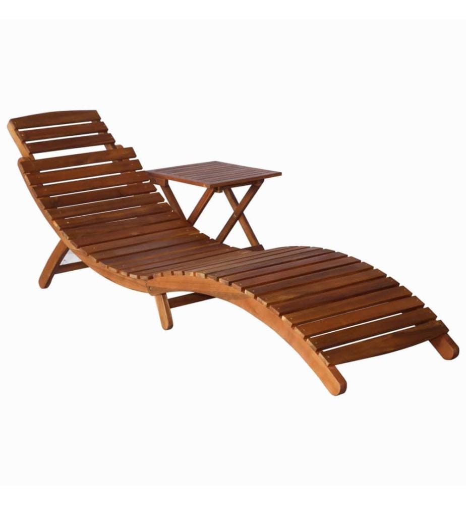 vidaXL Sonnenliege mit Tisch Massivholz Akazie Braun