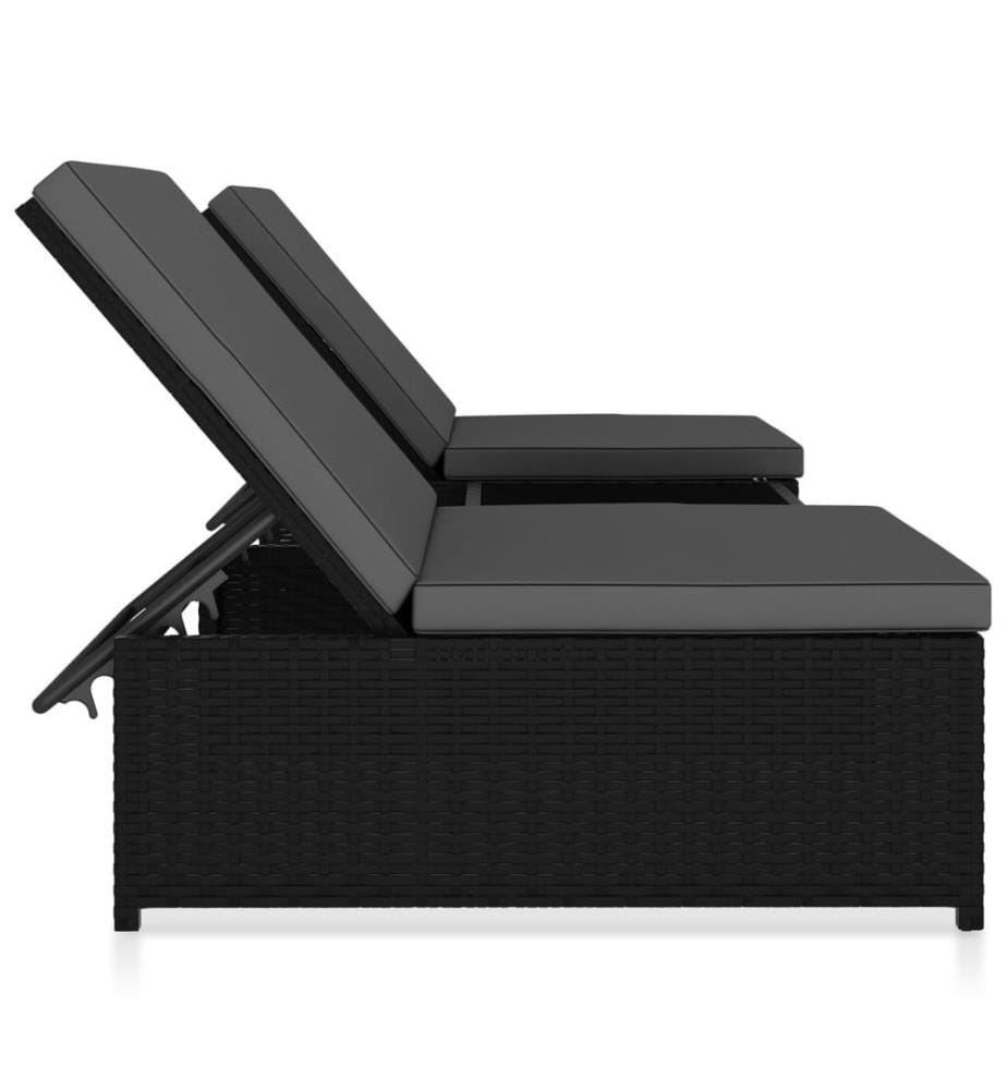 vidaXL Outdoor-Lehnstühle 2 Stk. mit Tisch Schwarz Poly-Rattan