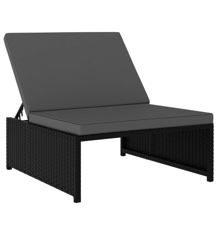 vidaXL Outdoor-Lehnstühle 2 Stk. mit Tisch Schwarz Poly-Rattan