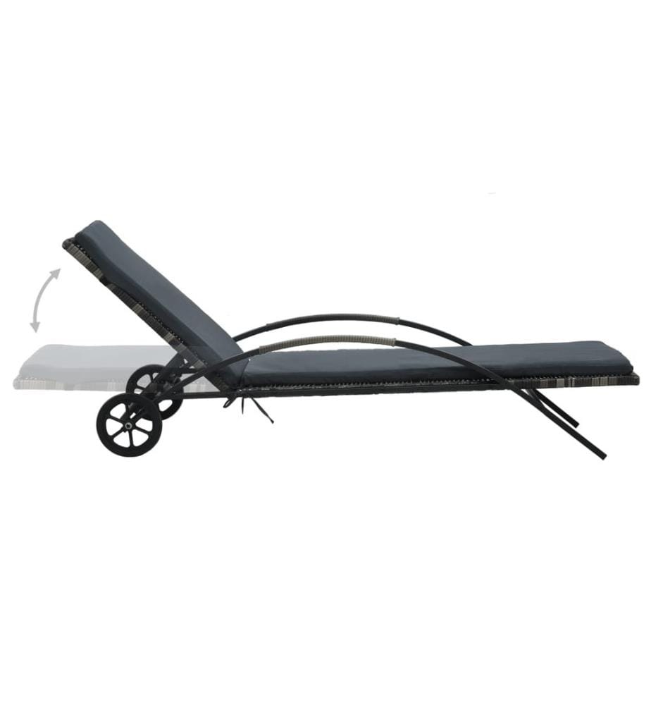 vidaXL Sonnenliegen mit Tisch Poly Rattan Anthrazit