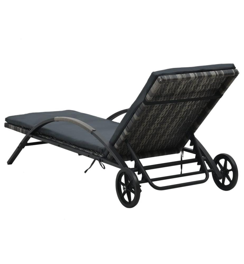 vidaXL Sonnenliegen mit Tisch Poly Rattan Anthrazit