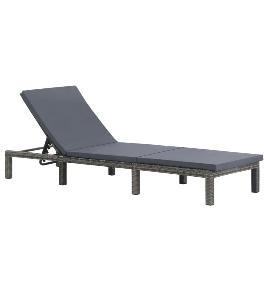 vidaXL Sonnenliege mit Auflage Poly Rattan Anthrazit