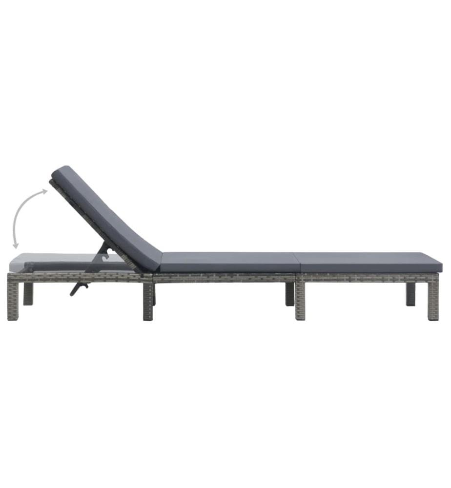 vidaXL Sonnenliege mit Auflage Poly Rattan Anthrazit