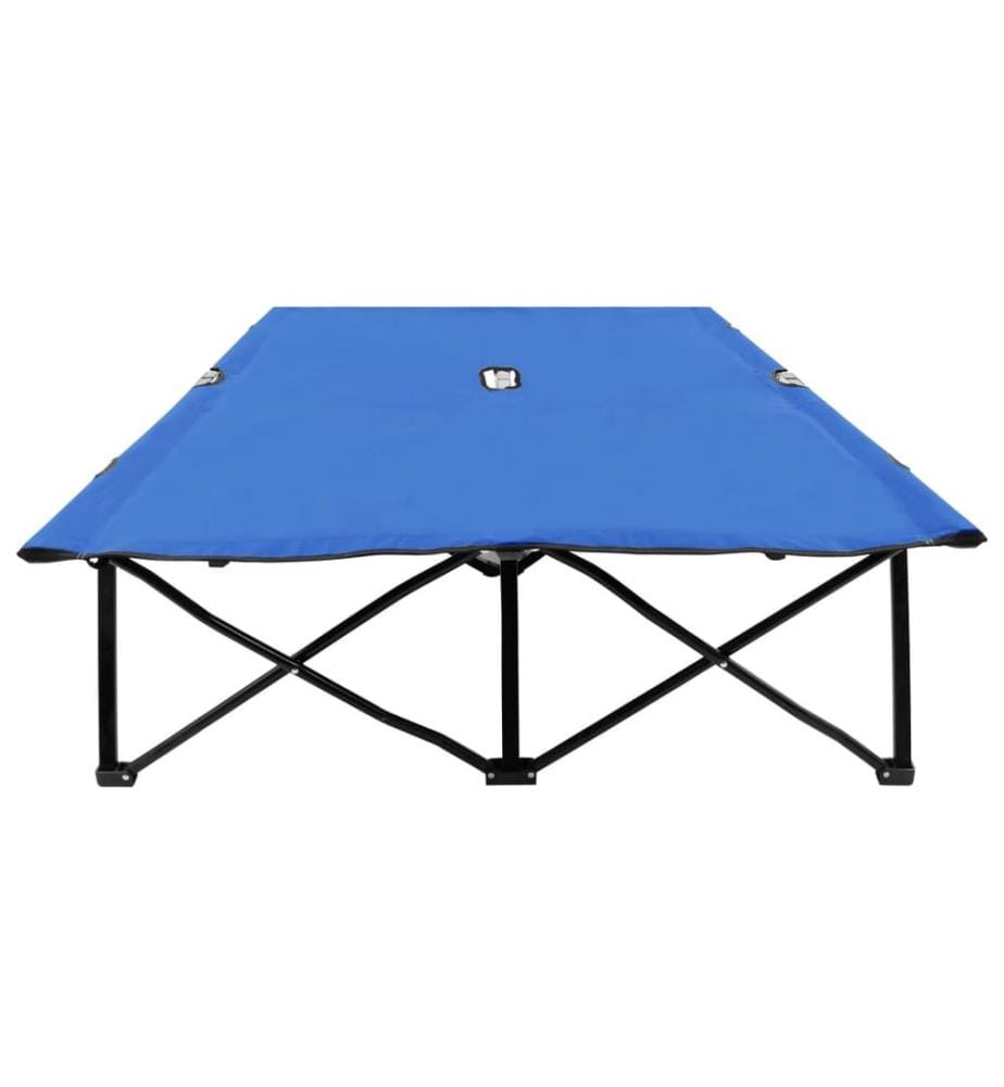 vidaXL Doppelliege Klappbar Blau Stahl