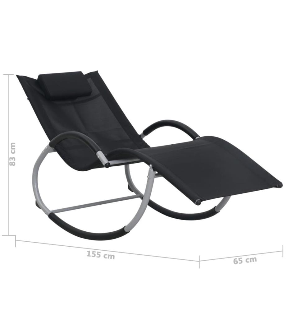 vidaXL Sonnenliege mit Kissen Schwarz Textilene