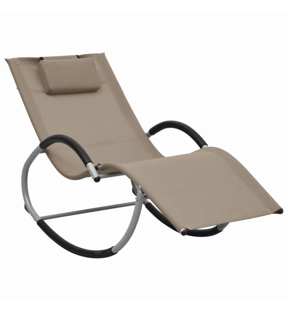 vidaXL Sonnenliege mit Kissen Taupe Textilene