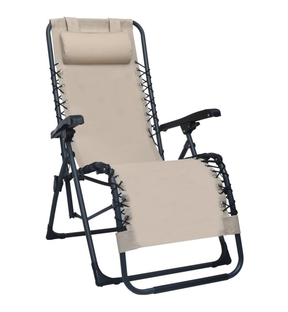 vidaXL Klappbarer Liegestuhl Creme Textilene