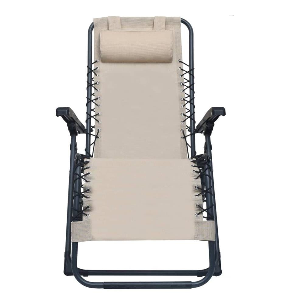vidaXL Klappbarer Liegestuhl Creme Textilene