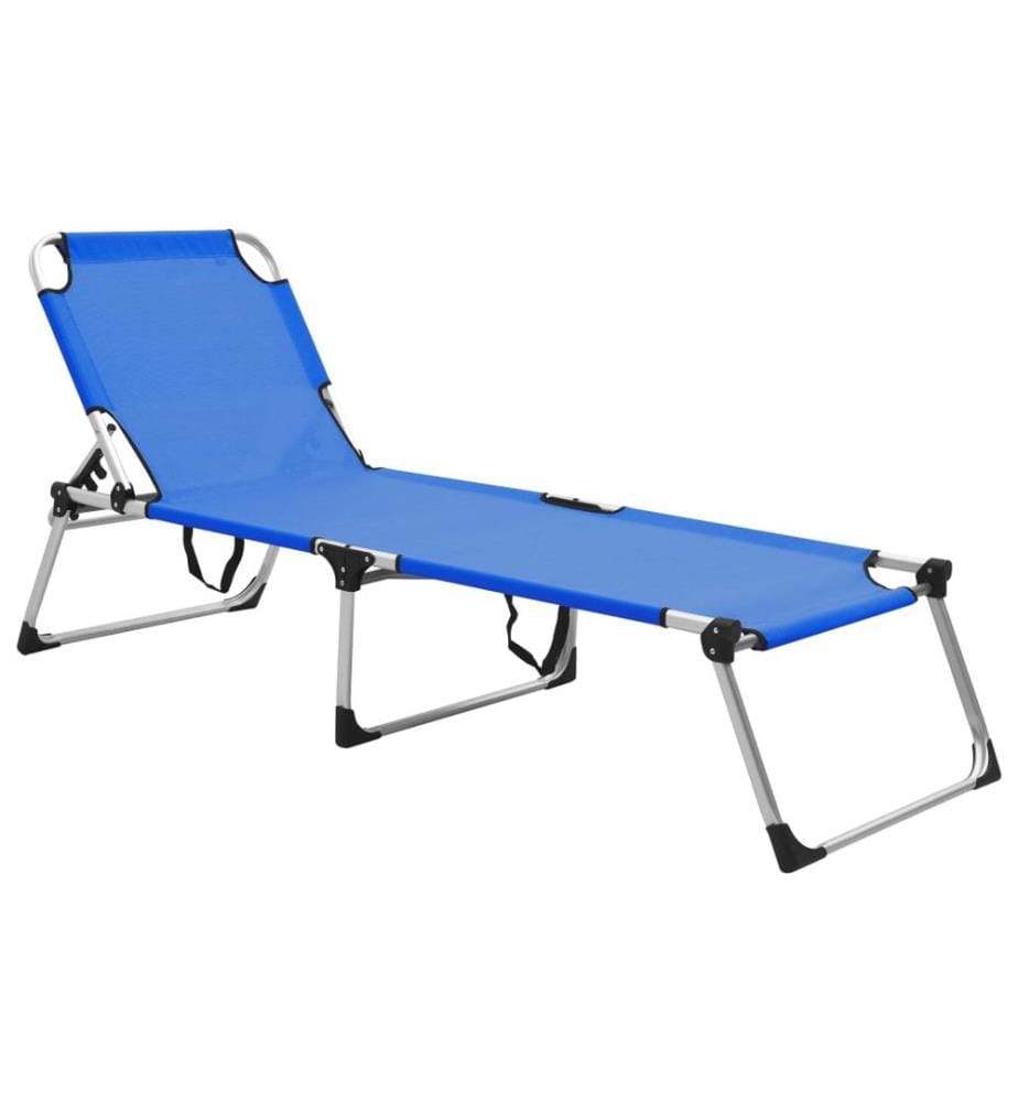 vidaXL Extra Hohe Klappbare Senioren-Sonnenliege Blau Aluminium