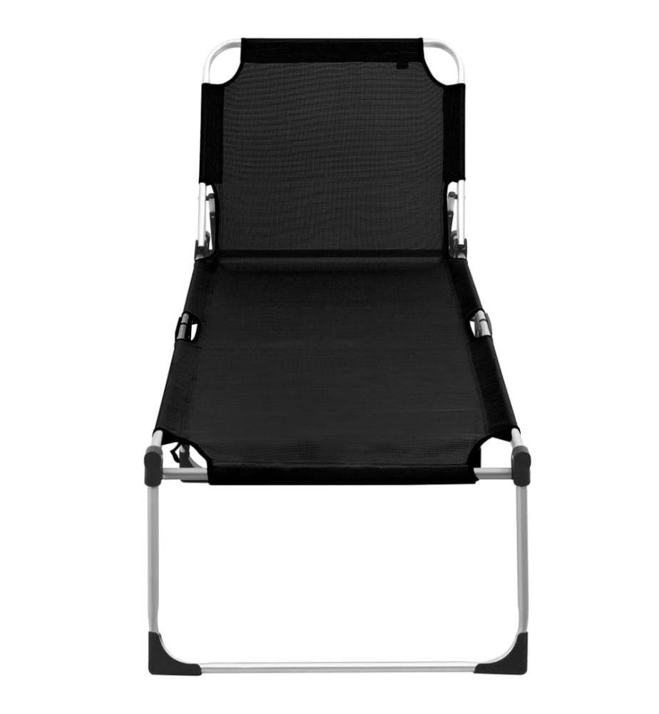 vidaXL Extra Hohe Klappbare Senioren-Sonnenliege Schwarz Aluminium