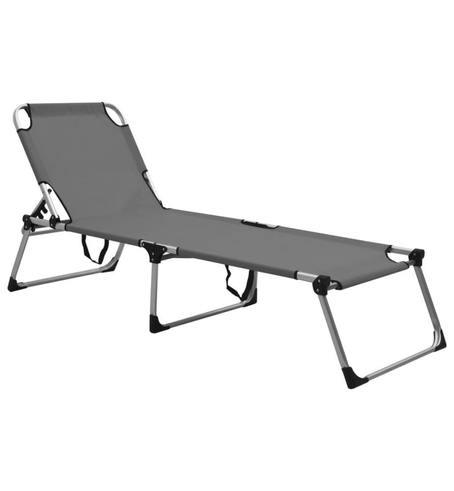 vidaXL Senioren-Sonnenliege Extra Hoch Klappbar Grau Aluminium