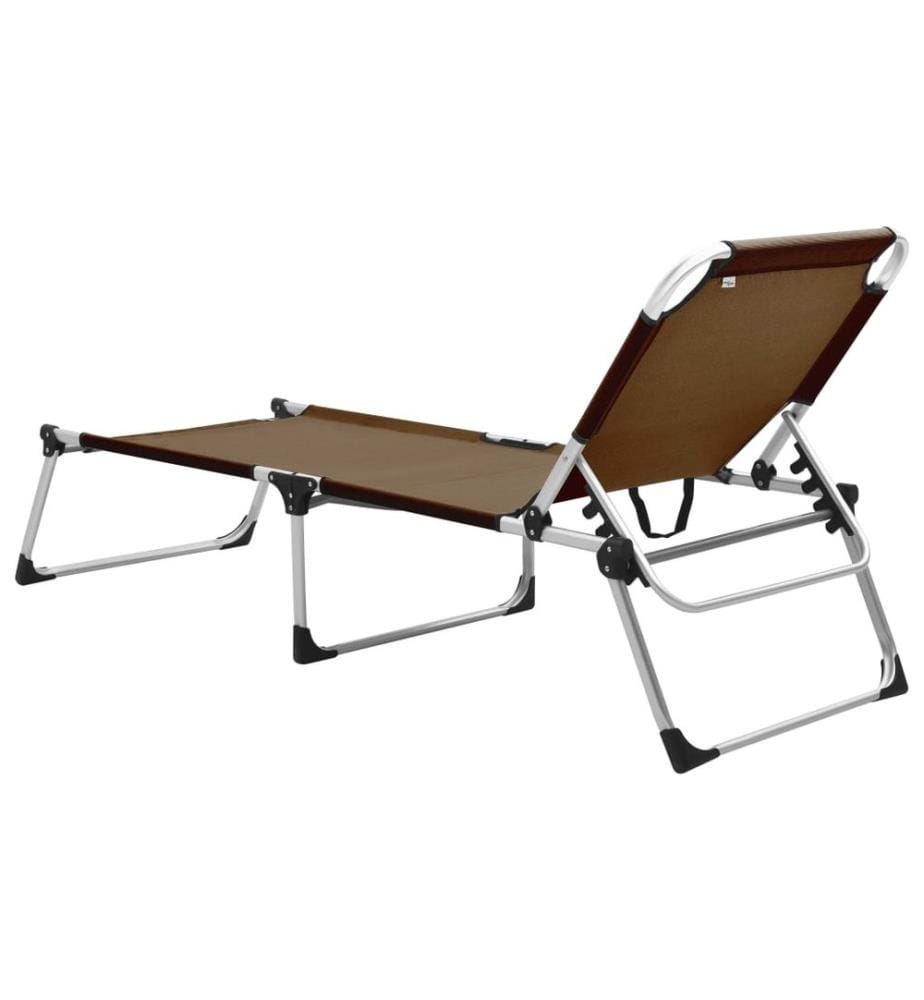 vidaXL Extra Hohe Klappbare Senioren-Sonnenliege Braun Aluminium