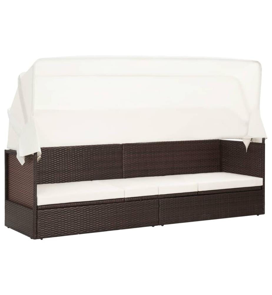 vidaXL Gartensofa mit Sonnendach Poly Rattan Braun