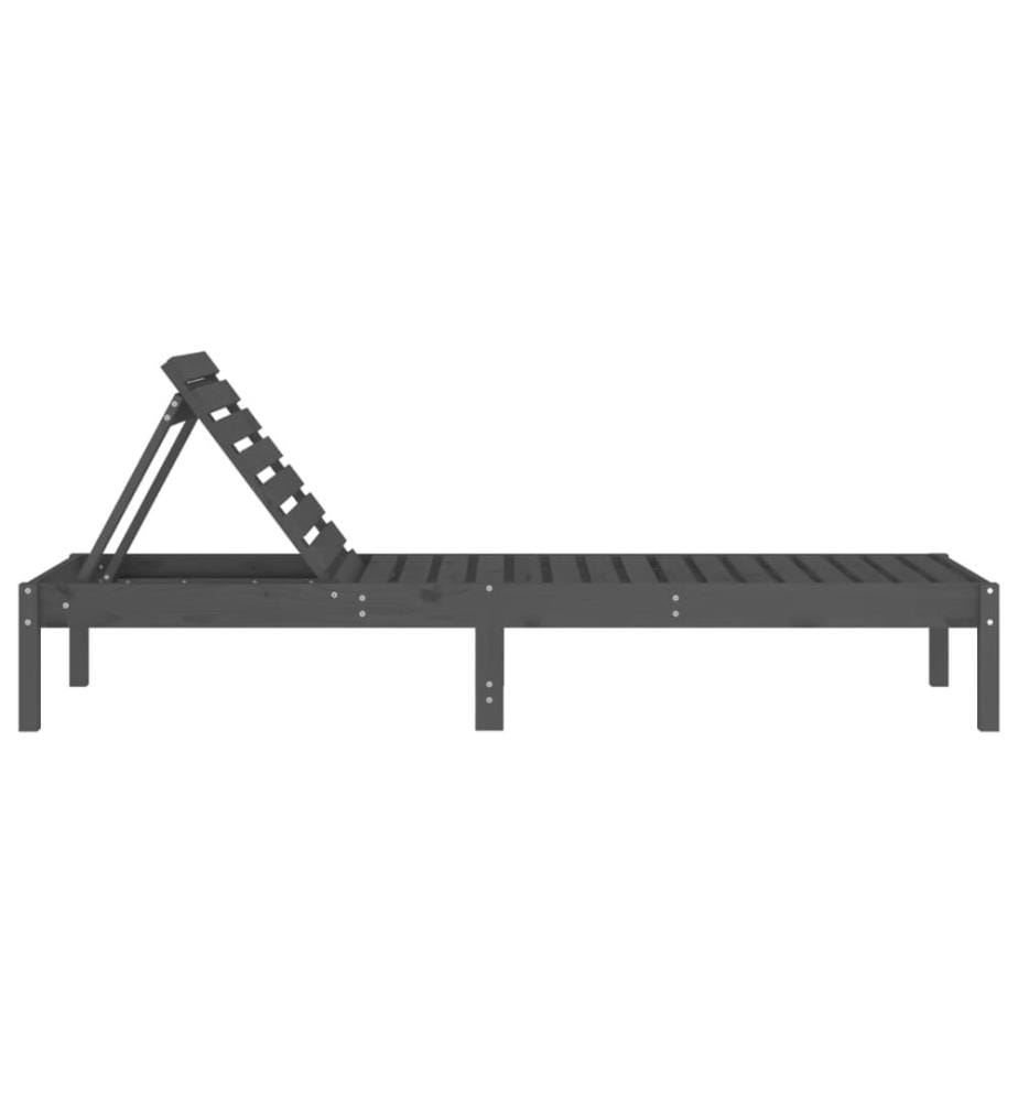 vidaXL Sonnenliegen 2 Stk. Grau 199,5x60x74 cm Massivholz Kiefer