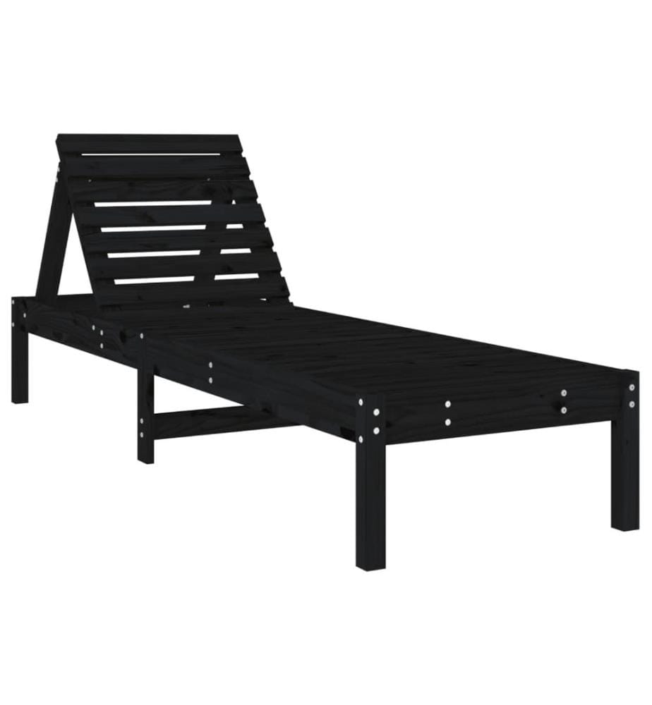 vidaXL Sonnenliege Schwarz 199,5x60x74 cm Massivholz Kiefer