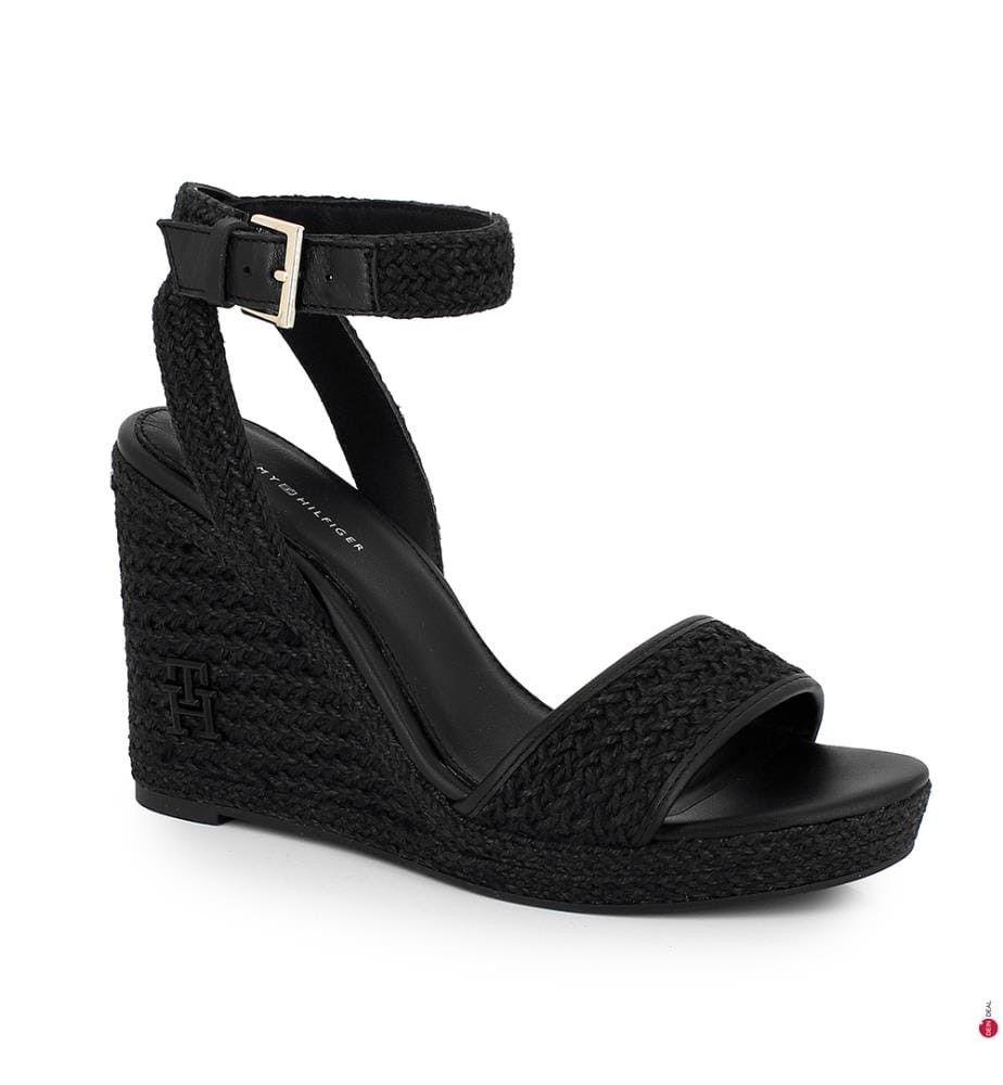 Platform Sandals Linen TH Monogram Rope High - Black