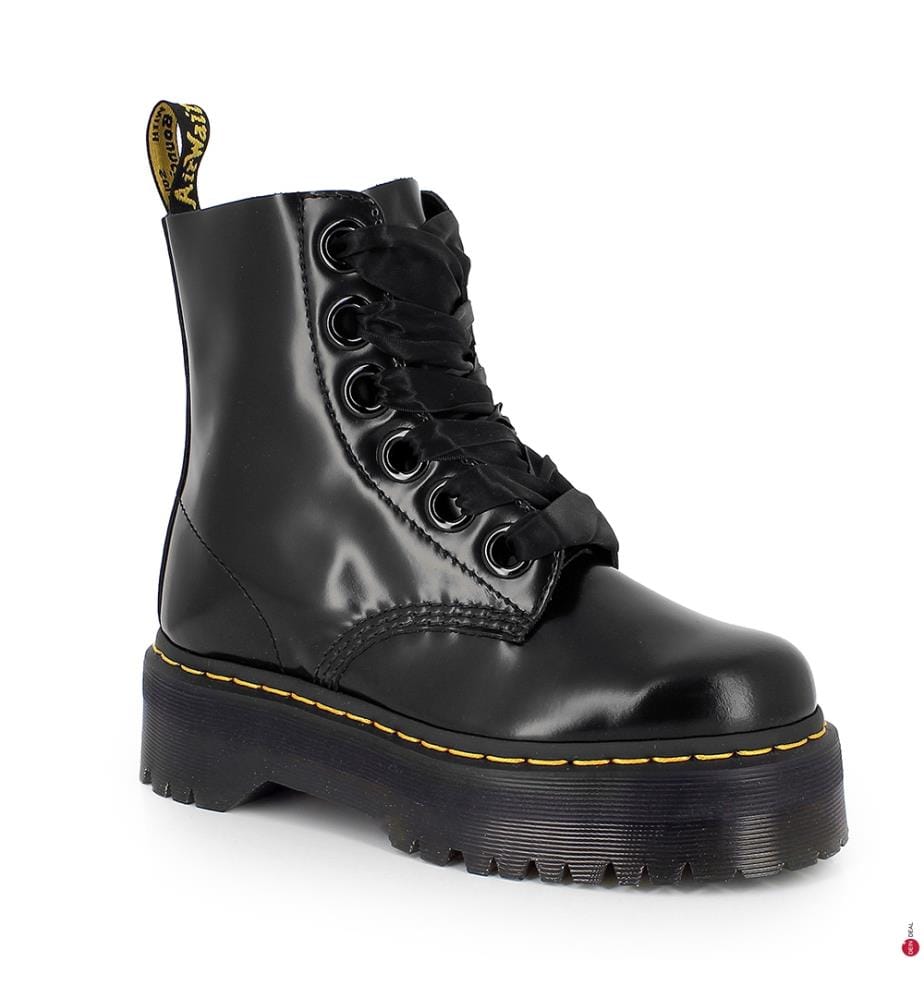 Plateaustiefel aus Leder - Schwarz