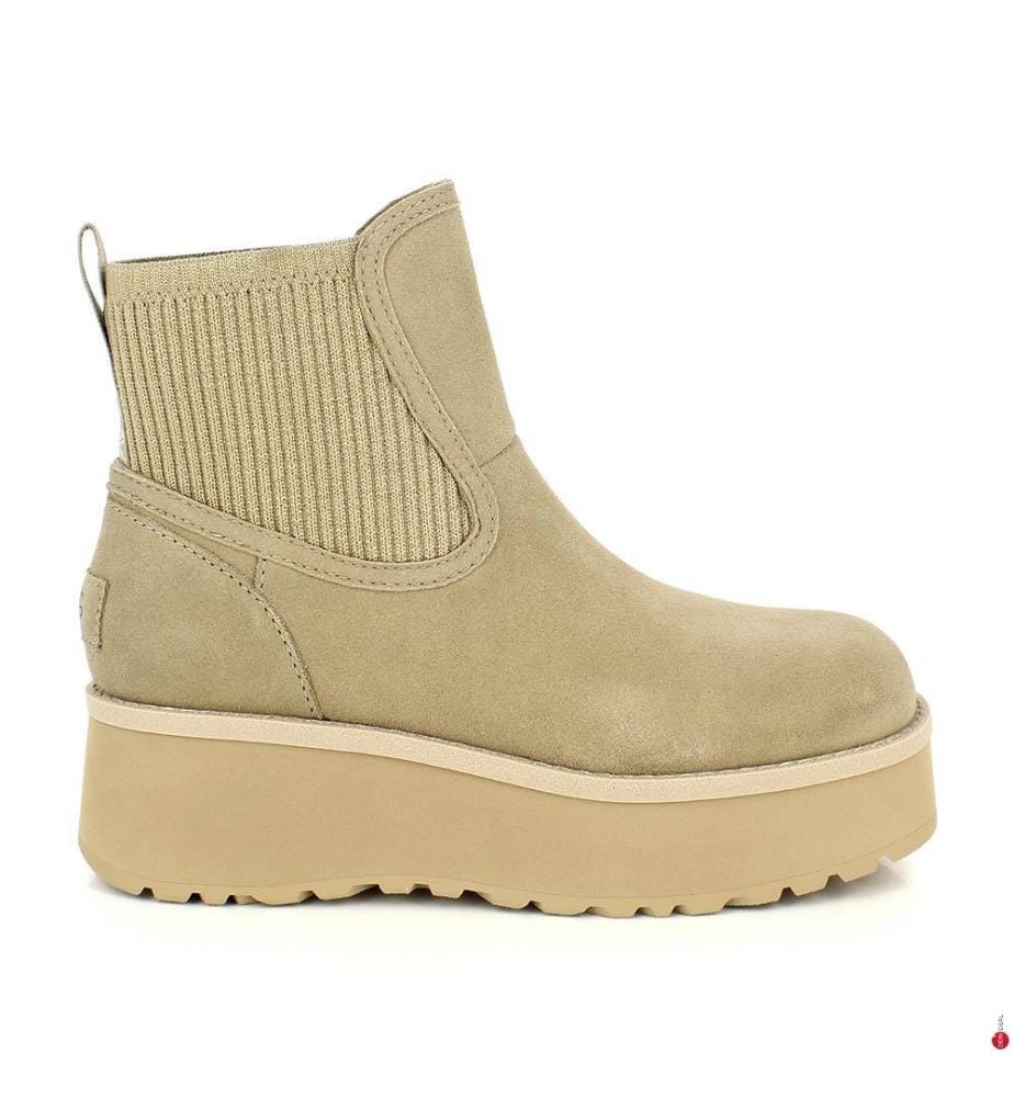 Bottines Chelsea en cuir mélangé - Beige