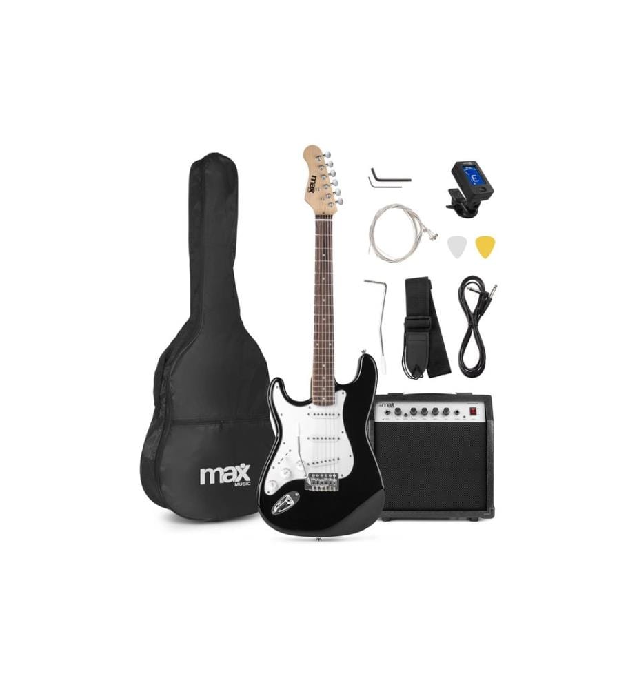 MAX E-Gitarre GigKit LftH Schwarz