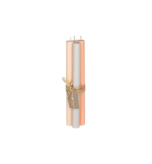 HERZOG KERZEN AG - Bougie droite Gelée blanche 2.2 x 24 cm, 4 pièces, abricot/Saumon/Gris