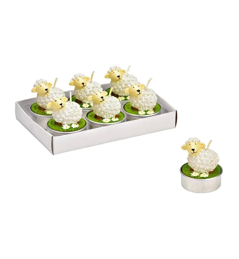 G. Wurm Bougie chauffe-plat Moutons 6 pièces, Blanc
