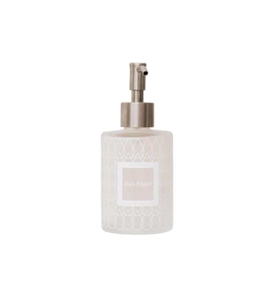 AVA & MAY - Distributeur de savon en verre 185 ml, Blanc