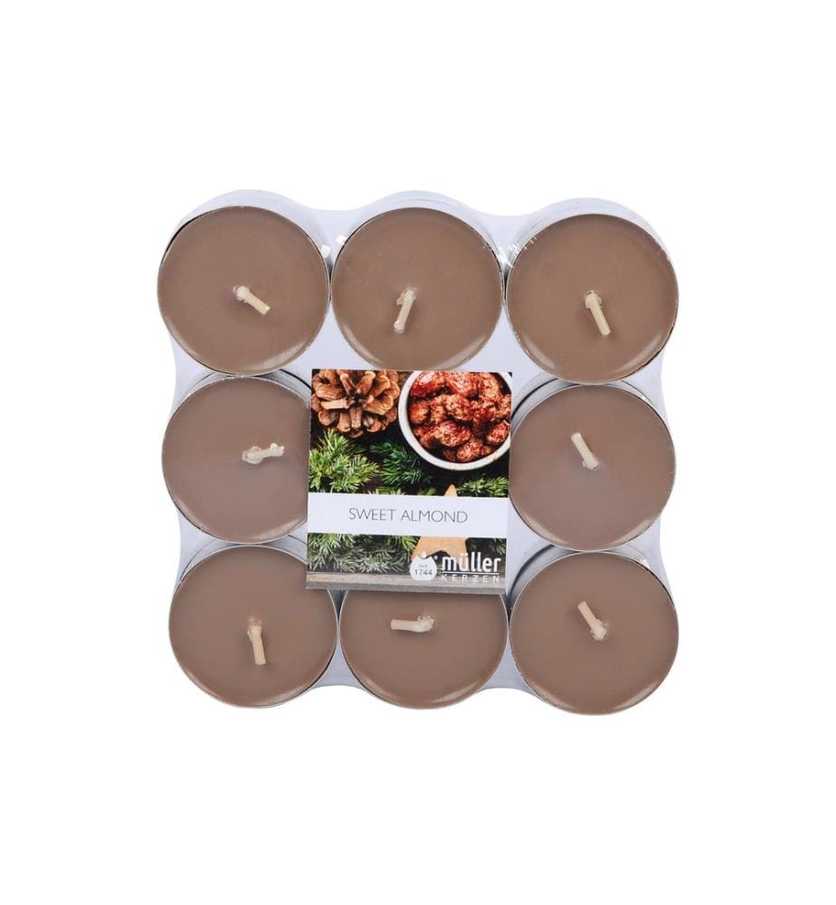 müller Kerzen Bougie parfumée Bougie à chauffe-plat Sweet Almond, Marron, 18 pièces