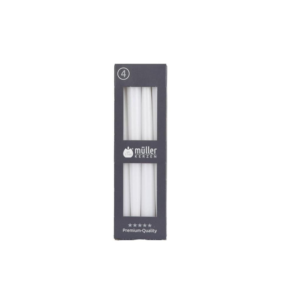 müller Kerzen Kits de bougies lisse 24.5 cm x 2.2 cm, Blanc, 4 Pièce/s, Blanc