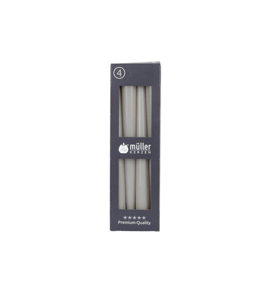 müller Kerzen Kits de bougies lisse 24.5 cm x 2.2 cm, Gris clair, 4 Pièce/s,
