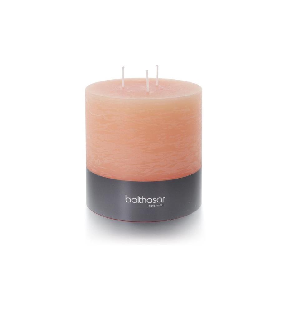 BALTHASAR - Zylinderkerze Rustico 3-Docht 12 x 12 cm, Aprikot