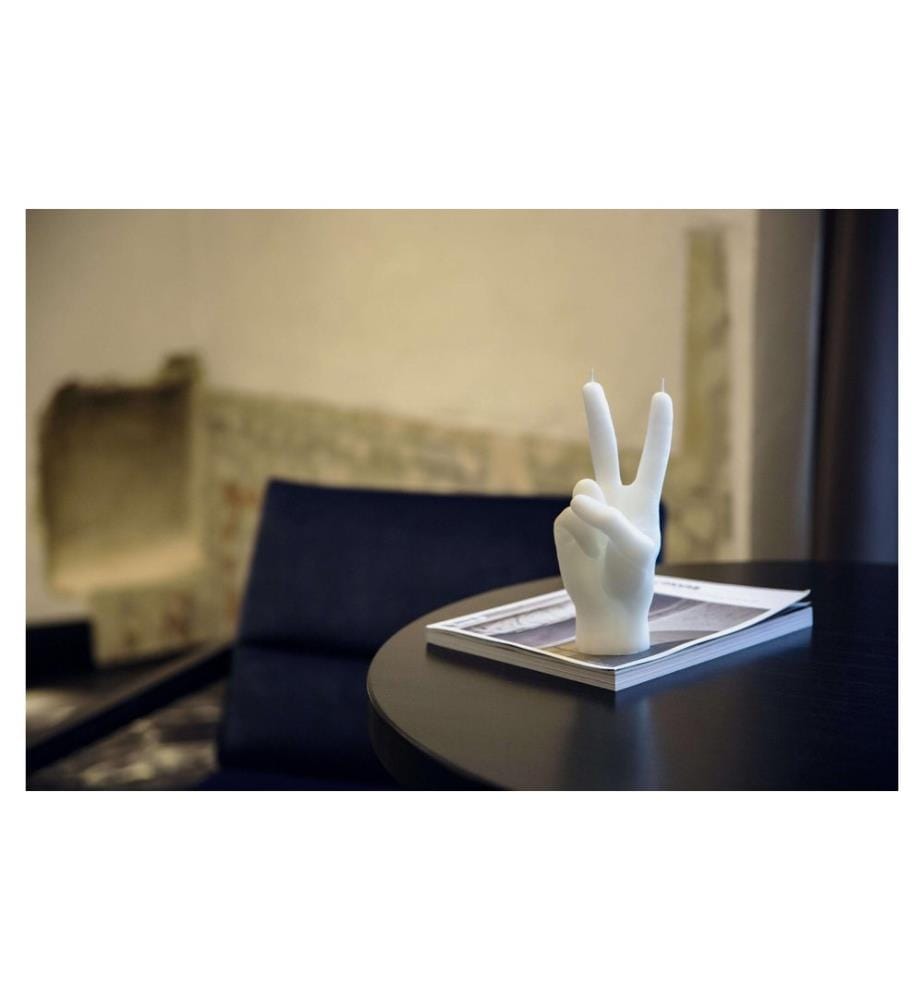 Mandatus - Bougie Candle Hand Victory, Blanc