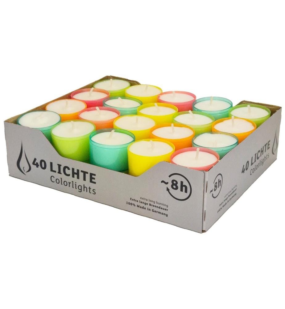 Wenzel Kerzen - Teelichter Colorlights Summer-Edition 2.4 cm, 40 Stück