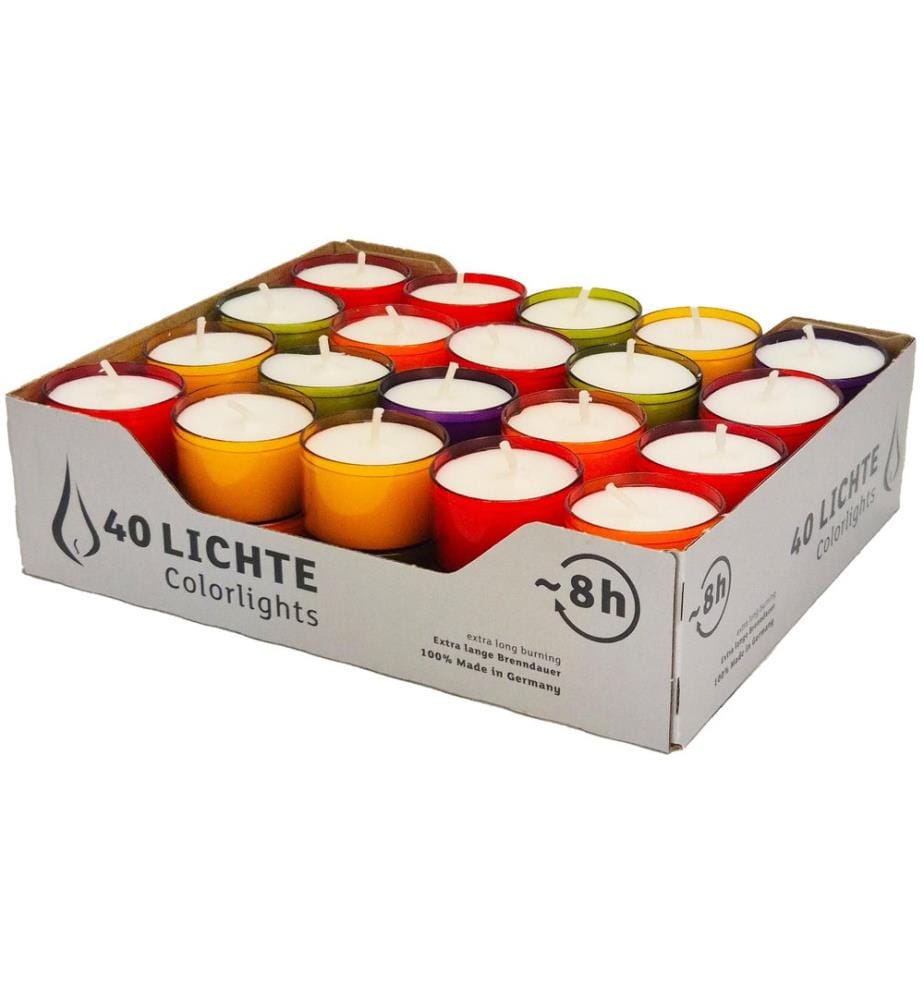Wenzel Kerzen - Teelichter Colorlights Winter-Edition 2.4 cm, 40 Stück