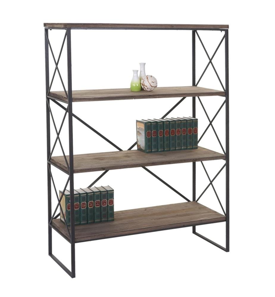 Libreria industriale in legno e metallo - 4 livelli 142x100 cm
