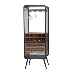 Casier à vin armoire bar sapin vintage - 10 bouteilles